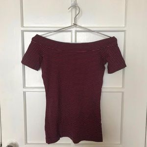 MINI STRIPED FITTED OFF THE SHOULDER TOP